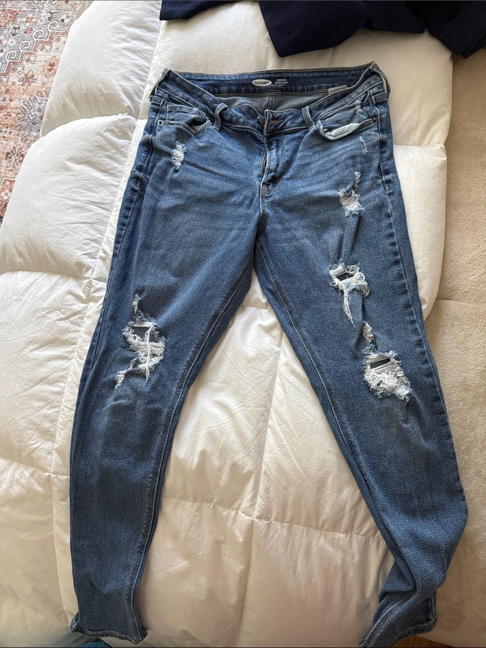 Old Navy Distressed Dark Blue Skinny Jeans
